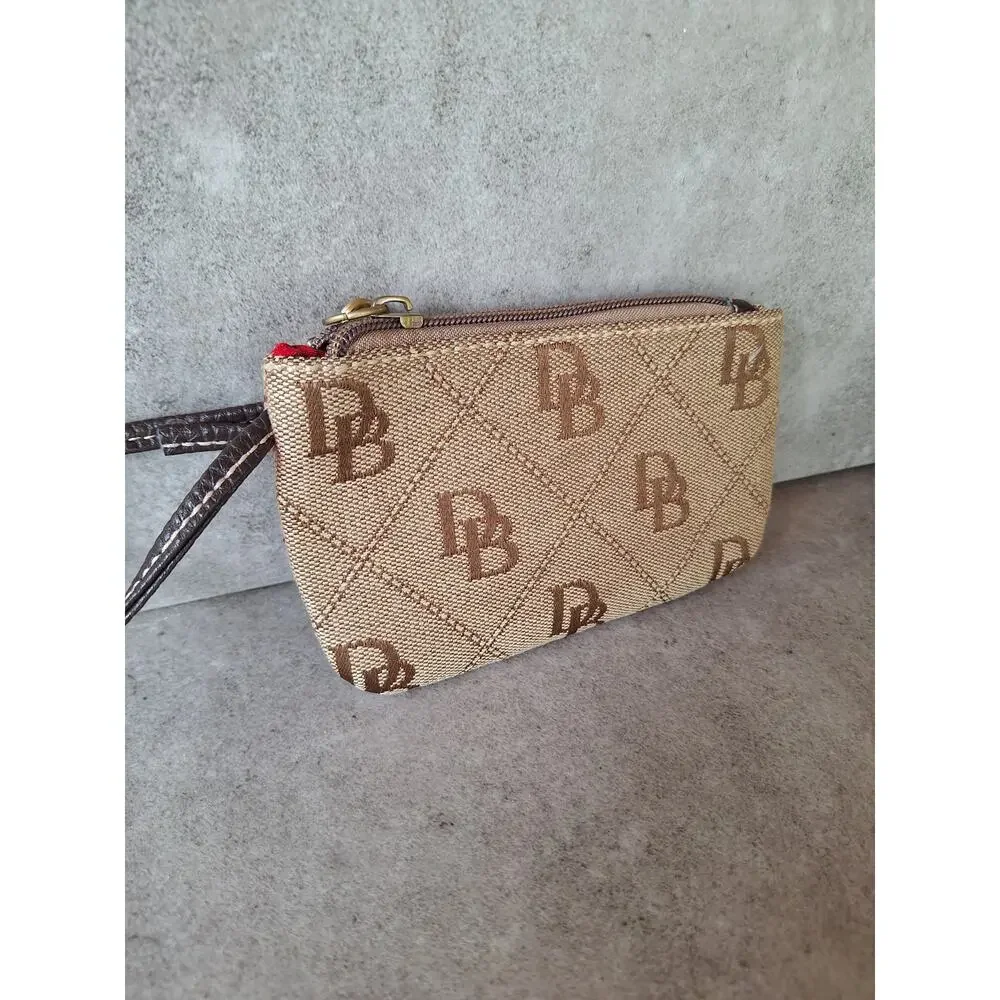 Dooney & Bourke signature monogram jacquard zip wristlet pouch wallet card bag